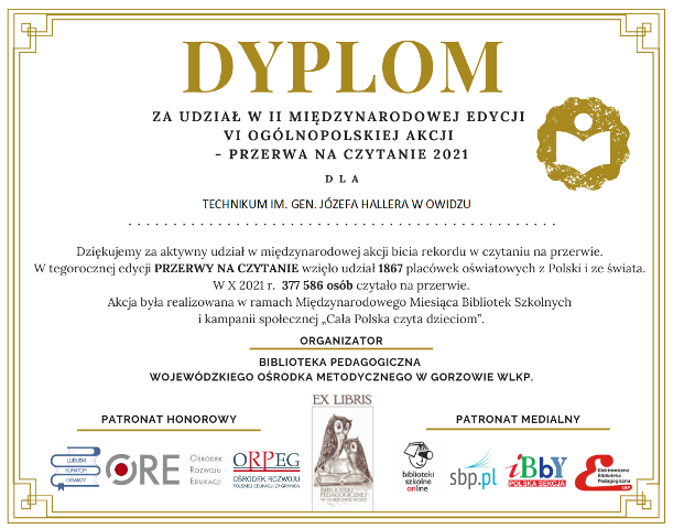 DYPLOM DLA SZKOŁY