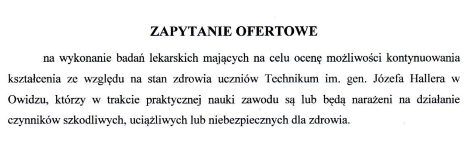 zapytanie ofertowe badania